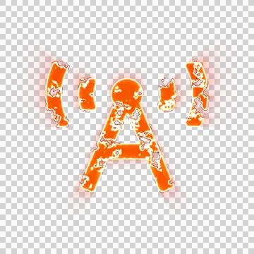 Burning icon broadcast tower on transparent background. Looks like burnt paper 스톡 일러스트
