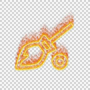 Burning icon broom on transparent background. Flames and small fire Stock Illustration