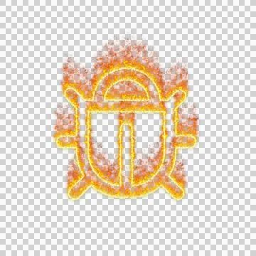 Burning icon bug on transparent background. Flames and small fire Illustrazione stock