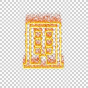 Burning icon building on transparent background. Flames and small fire Ilustración de archivo