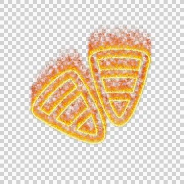 Burning icon candy corn on transparent background. Flames and small fire Stock Illustration