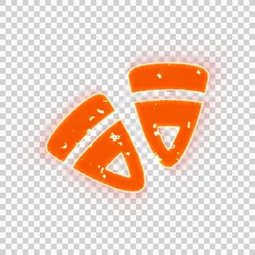 Burning icon candy corn on transparent background. Looks like burnt paper Stock Illustration