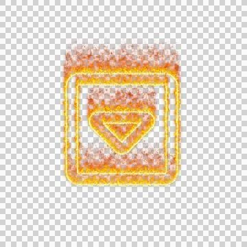 Burning icon caret square down on transparent background. Flames and small fire Stock Illustration