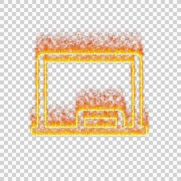 Burning icon chalkboard on transparent background. Flames and small fire Stock Illustration