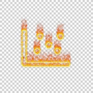 Burning icon chart scatter on transparent background. Flames and small fire Stock Illustration