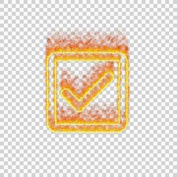 Burning icon check square on transparent background. Flames and small fire Stock Illustration
