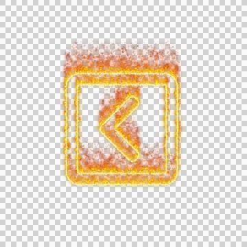 Burning icon chevron square left on transparent background. Flames and small Stock Illustration