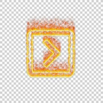 Burning icon chevron square right on transparent background. Flames and small Stock Illustration