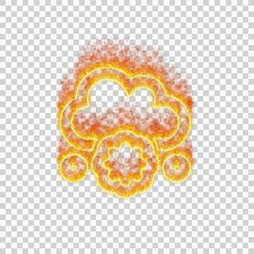 Burning icon cloud meatball on transparent background. Flames and small fire イラスト素材