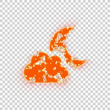 Burning icon cloud moon on transparent background. Looks like burnt paper イラスト素材