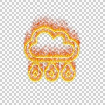 Burning icon cloud rain on transparent background. Flames and small fire イラスト素材