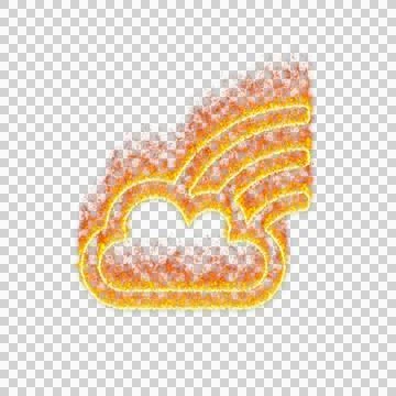 Burning icon cloud rainbow on transparent background. Flames and small fire イラスト素材