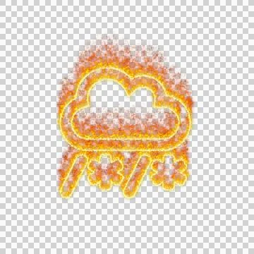 Burning icon cloud sleet on transparent background. Flames and small fire イラスト素材