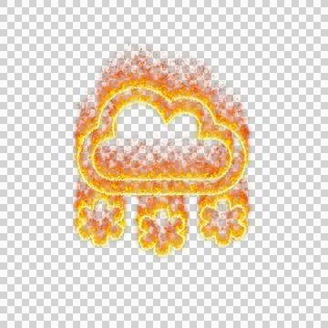 Burning icon cloud snow on transparent background. Flames and small fire イラスト素材