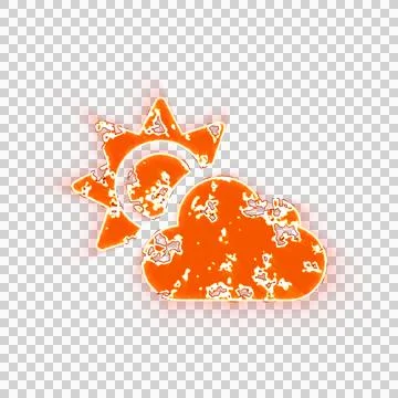 Burning icon cloud sun on transparent background. Looks like burnt paper イラスト素材