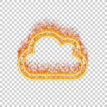 Burning icon cloud on transparent background. Flames and small fire イラスト素材