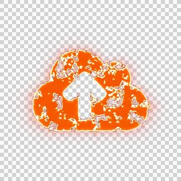 Burning icon cloud upload on transparent background. Looks like burnt paper イラスト素材