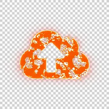 Burning icon cloud upload on transparent background. Looks like burnt paper イラスト素材