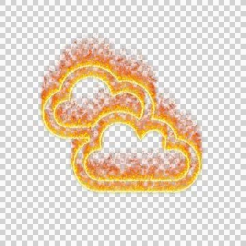 Burning icon clouds on transparent background. Flames and small fire イラスト素材