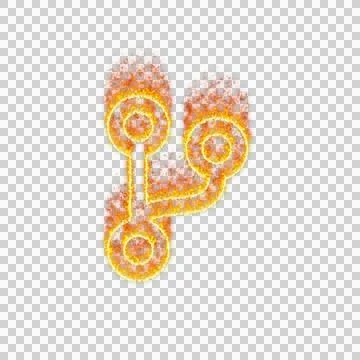 Burning icon code branch on transparent background. Flames and small fire Illustrazione stock