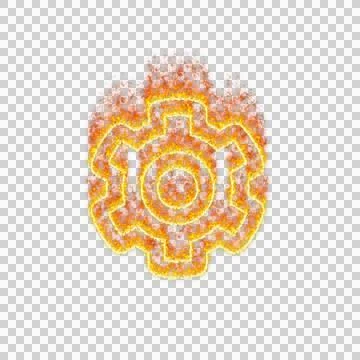 Burning icon cog on transparent background. Flames and small fire Stock Illustration
