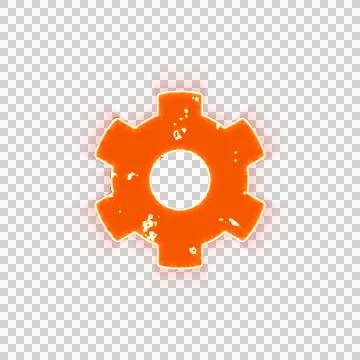Burning icon cog on transparent background. Looks like burnt paper Stock Illustration