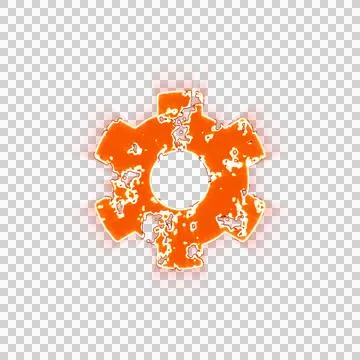 Burning icon cog on transparent background. Looks like burnt paper Stock Illustration
