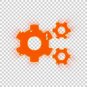 Burning icon cogs on transparent background. Looks like burnt paper Stock Illustration