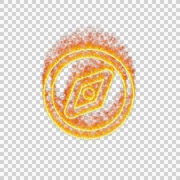 Burning icon compass on transparent background. Flames and small fire Stock Illustration