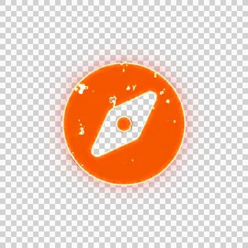 Burning icon compass on transparent background. Looks like burnt paper Stock Illustration