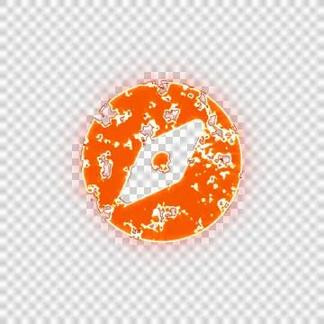 Burning icon compass on transparent background. Looks like burnt paper Stock Illustration