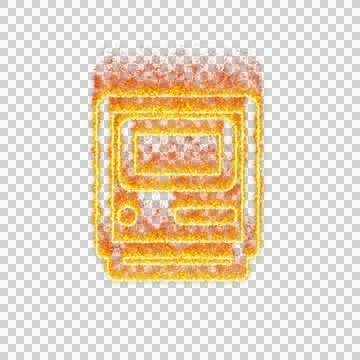 Burning icon computer classic on transparent background. Flames and small fire 스톡 일러스트