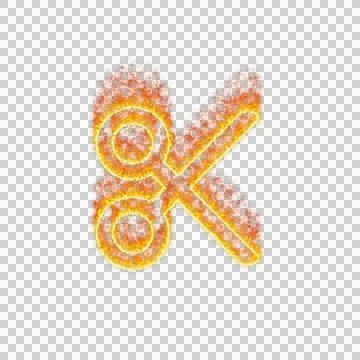 Burning icon cut on transparent background. Flames and small fire 스톡 일러스트