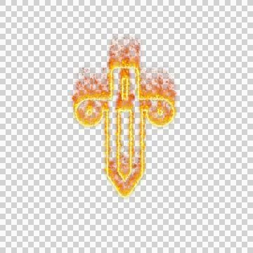 Burning icon dagger on transparent background. Flames and small fire Stock Illustration