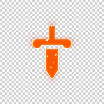 Burning icon dagger on transparent background. Looks like burnt paper Stock Illustration