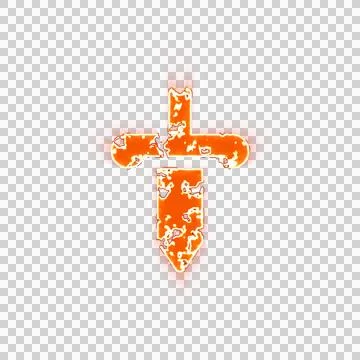 Burning icon dagger on transparent background. Looks like burnt paper Stock Illustration