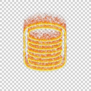 Burning icon database on transparent background. Flames and small fire Stock Illustration
