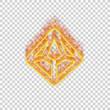 Burning icon dice d10 on transparent background. Flames and small fire Stock Illustration