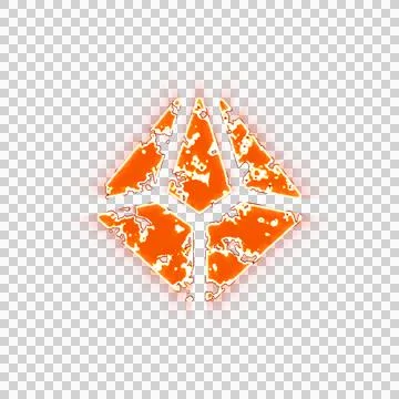 Burning icon dice d10 on transparent background. Looks like burnt paper Stock Illustration