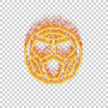 Burning icon dice d12 on transparent background. Flames and small fire Stock Illustration