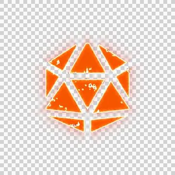 Burning icon dice d20 on transparent background. Looks like burnt paper Stock Illustration