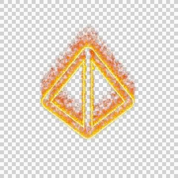 Burning icon dice d4 on transparent background. Flames and small fire Stock Illustration