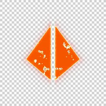 Burning icon dice d4 on transparent background. Looks like burnt paper Stock Illustration