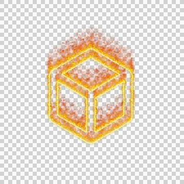 Burning icon dice d6 on transparent background. Flames and small fire Stock Illustration