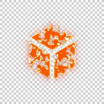 Burning icon dice d6 on transparent background. Looks like burnt paper Stock Illustration