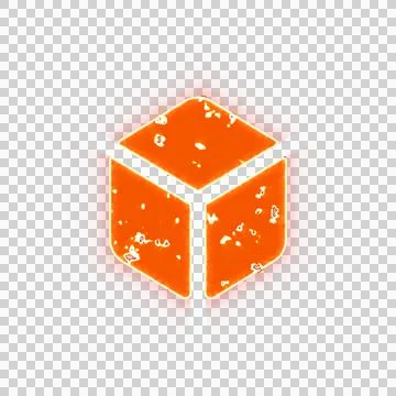 Burning icon dice d6 on transparent background. Looks like burnt paper Stock Illustration