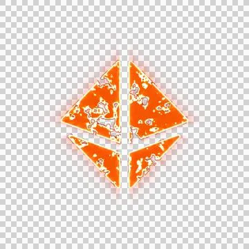 Burning icon dice d8 on transparent background. Looks like burnt paper Stock Illustration