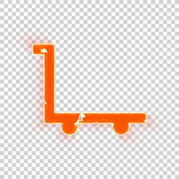 Burning icon dolly flatbed empty on transparent background. Looks like burnt Stock Illustration