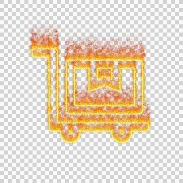 Burning icon dolly flatbed on transparent background. Flames and small fire Stock Illustration