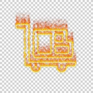 Burning icon dolly flatbed on transparent background. Flames and small fire Stock Illustration